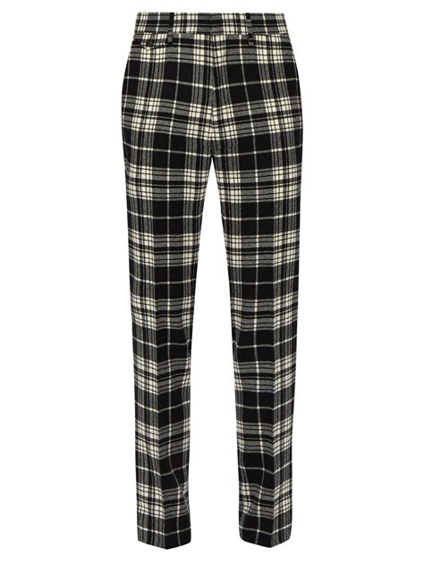 burberry tartan wool trousers|Wool Tailored Trousers in Black .